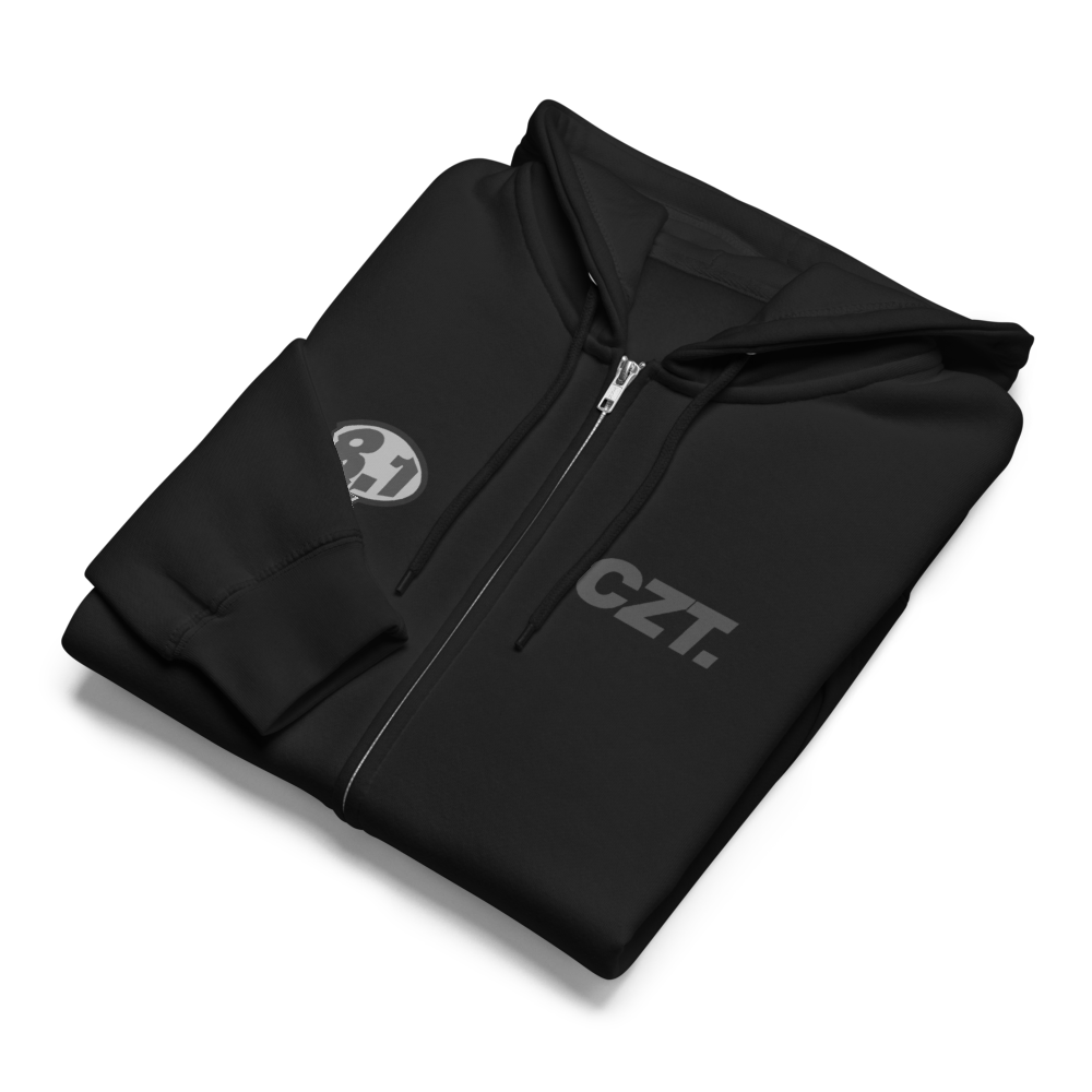 Black CZT Zip-Up Hoodie