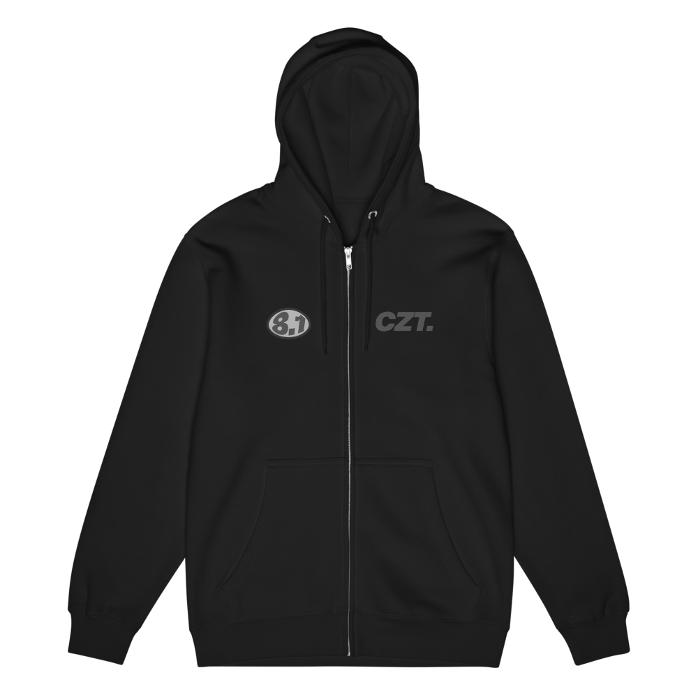 Black CZT Zip-Up Hoodie