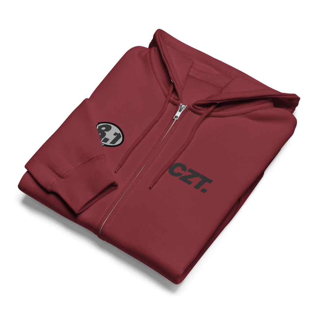 Burgundy CZT Zip-Up Hoodie