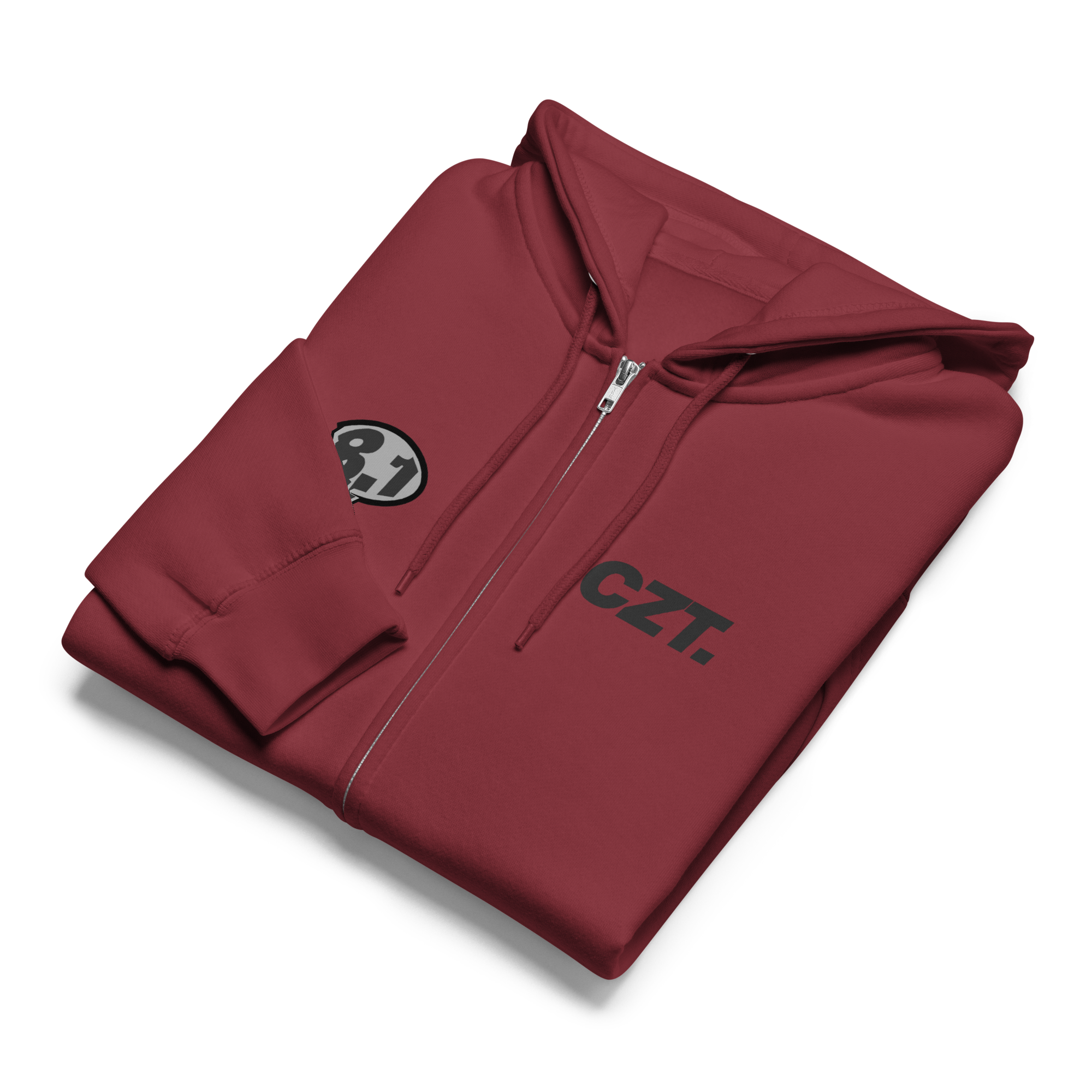 Burgundy CZT Zip-Up Hoodie