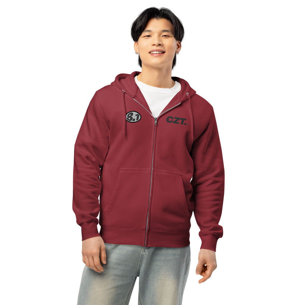 Burgundy CZT Zip-Up Hoodie