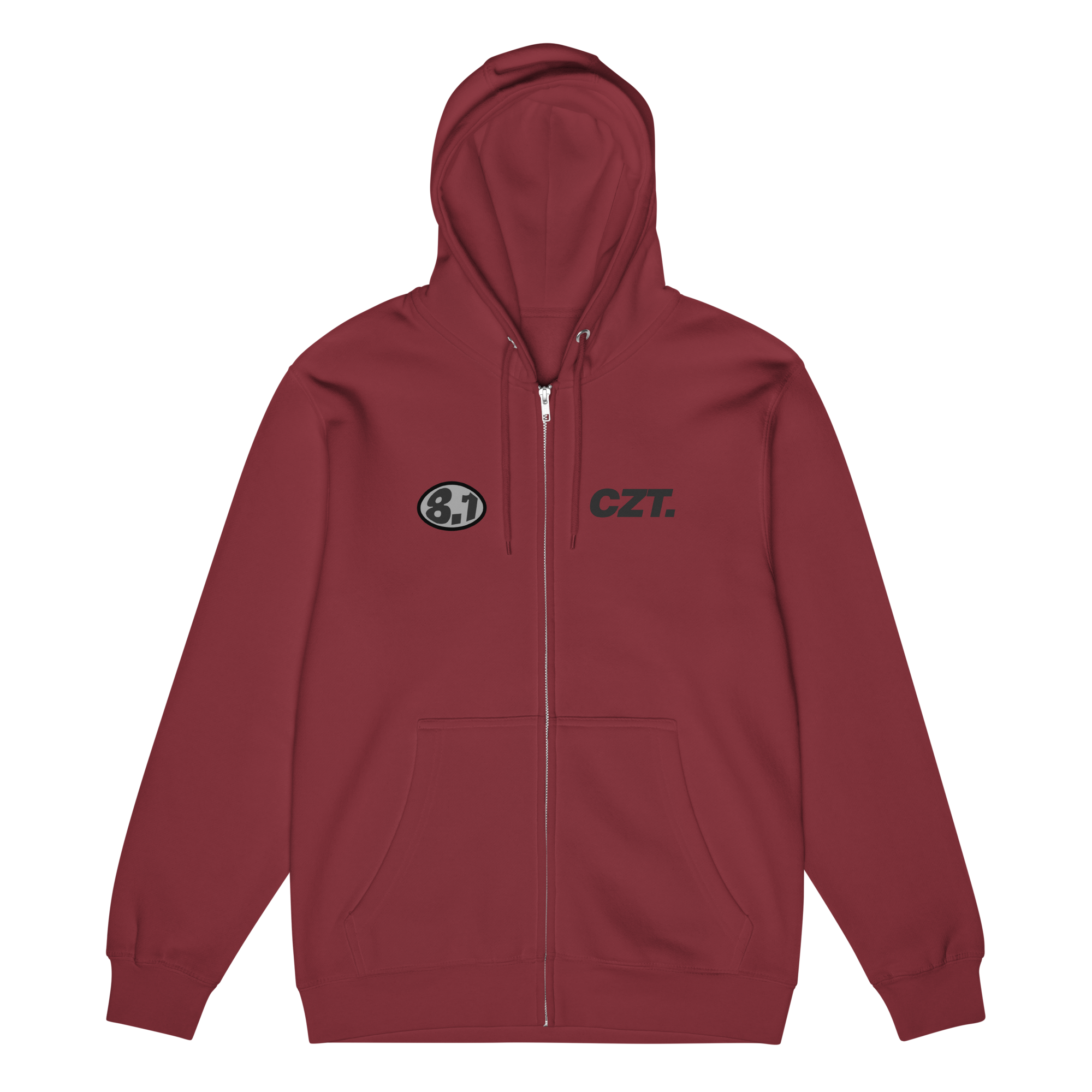 Burgundy CZT Zip-Up Hoodie