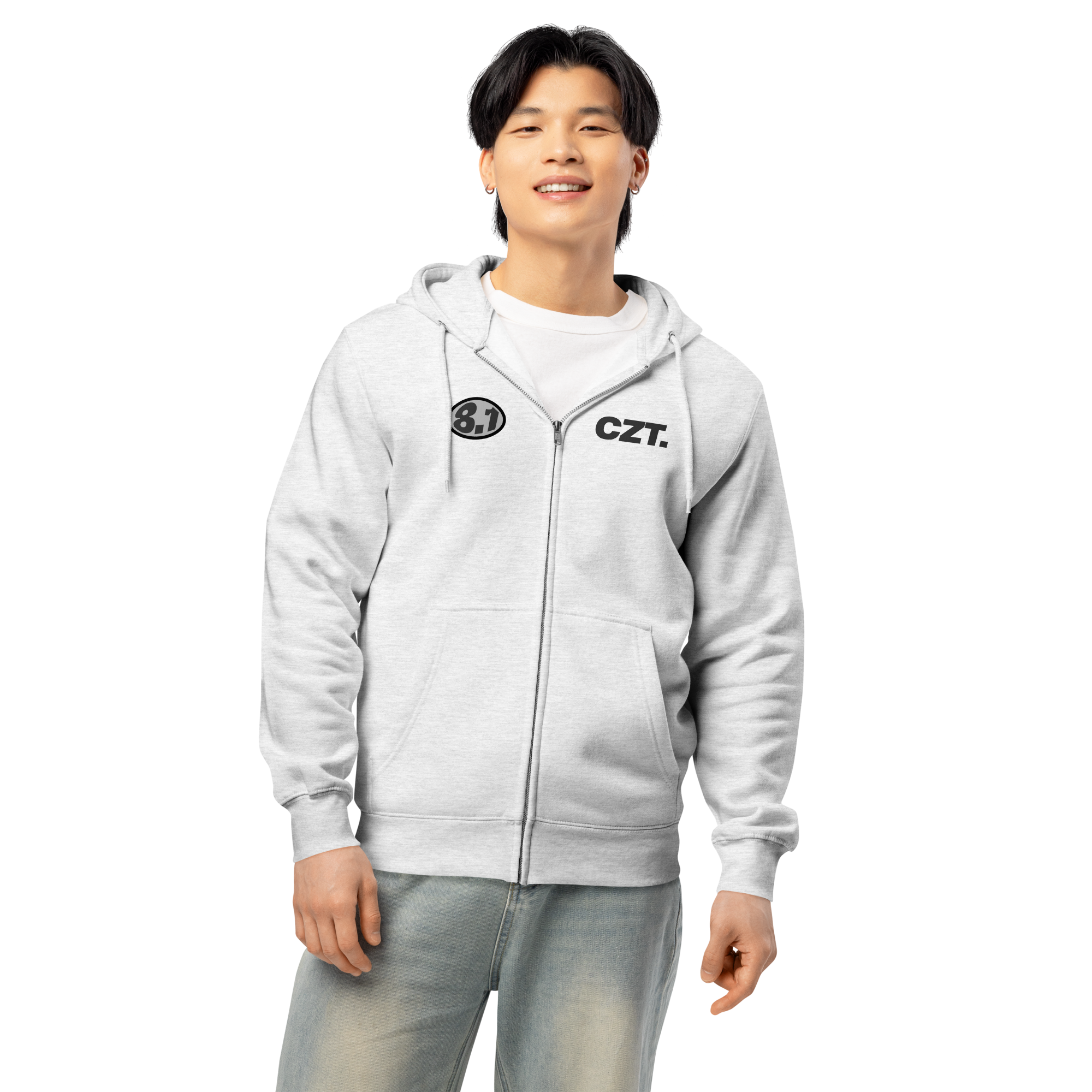 Grey CZT Zip-Up Hoodie